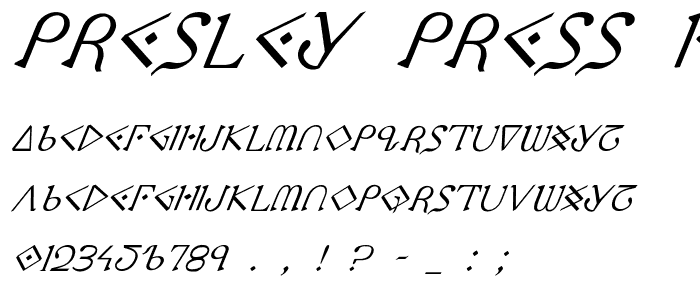 Presley Press Italic font